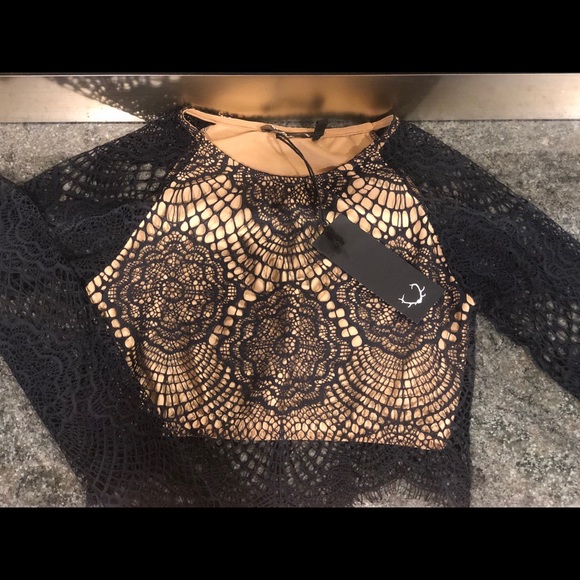 FOR LOVE & LEMONS black lace crop top. Size XS - Picture 3 of 3